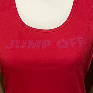 Vintage Red Tank Top with 'JUMP OFF' Graphic